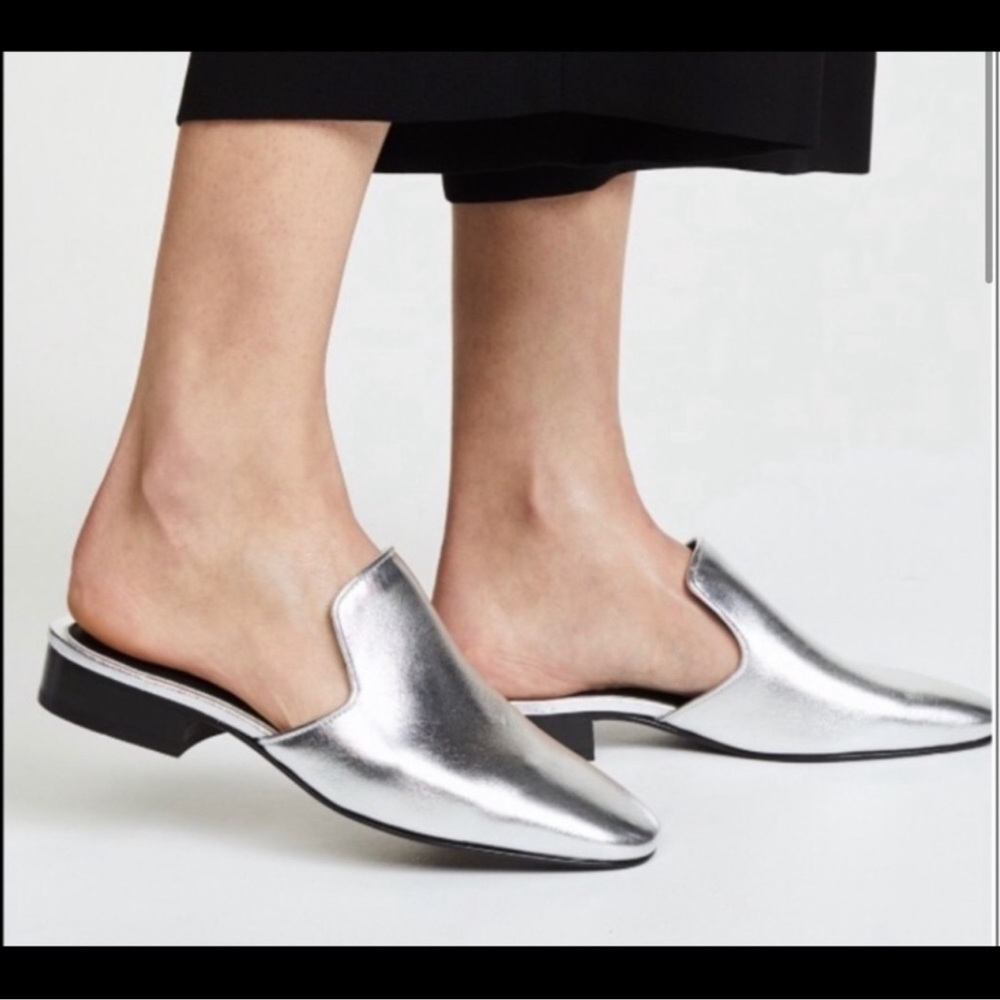 RAG & BONE Silver Metallic Mules